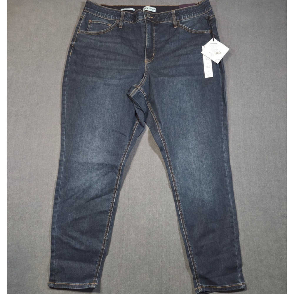 Ava & Viv Skinny Jeans Womens 20 Dark Wash High Rise Comfort Waist Denim